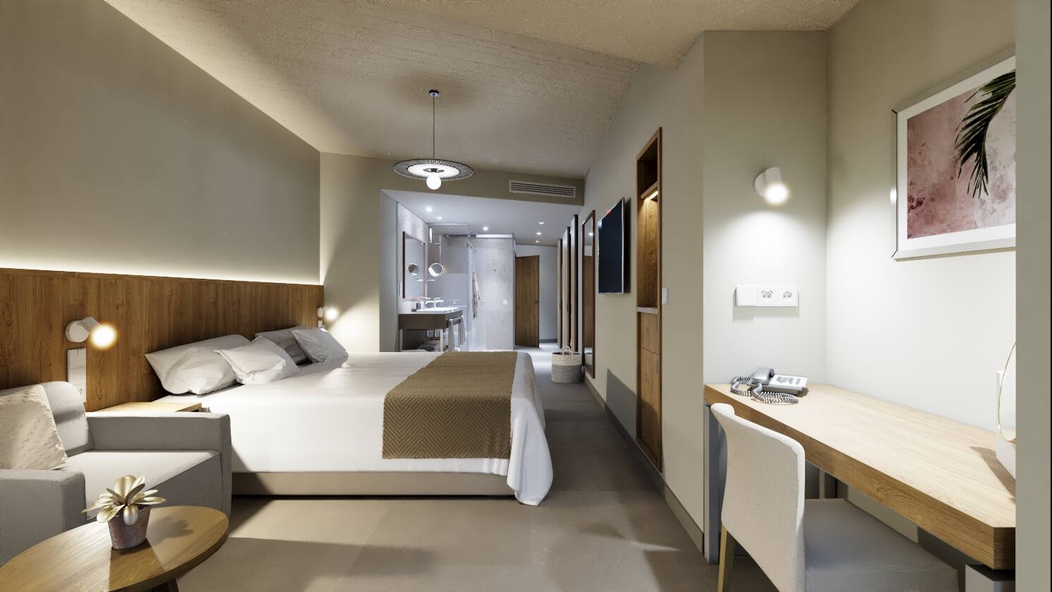 <p>kolmen hengen Bancal Garden -huone</p>