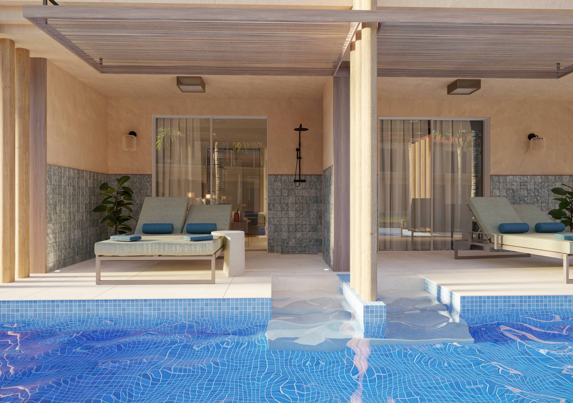 <p>Juniorsviitti, terassilta pääsy uima-altaaseen</p>